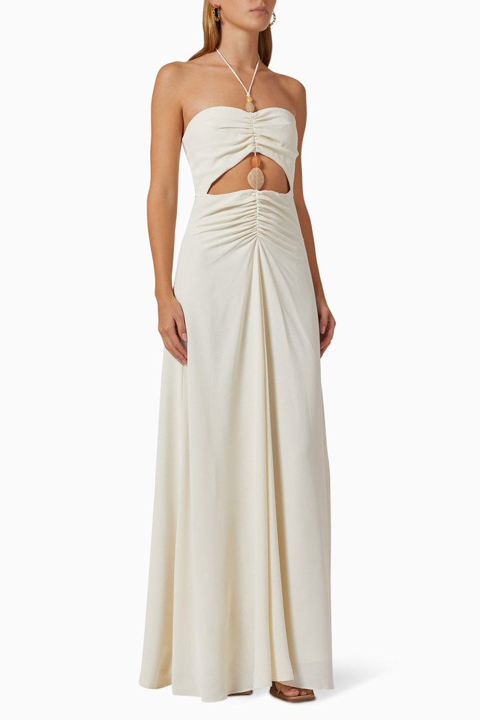 

Wylda Cut Out Shirt Dress in Macrame, Neutral