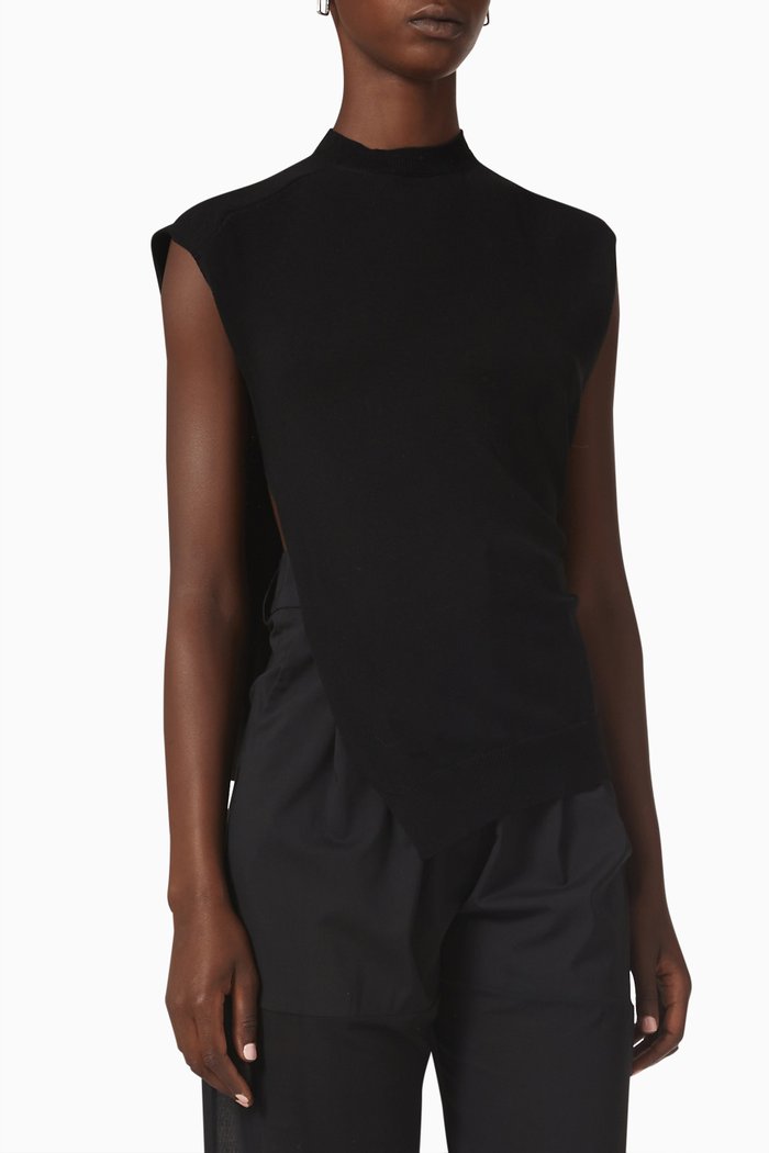 

Open Reverse Cardigan in Viscose Blend, Black