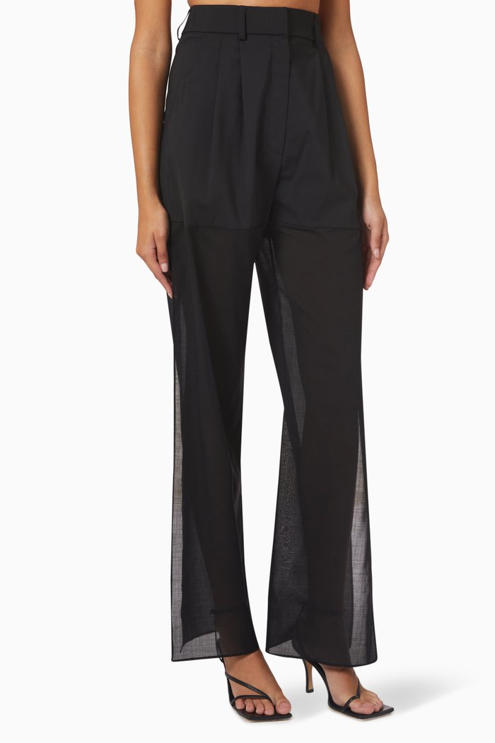 

Wide Leg Pants in Sheer Tencel, Black