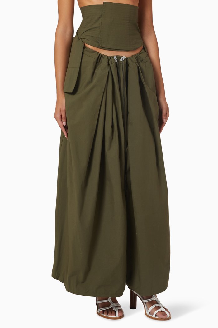

Hakama Oversized Pants in Cotton, Brown
