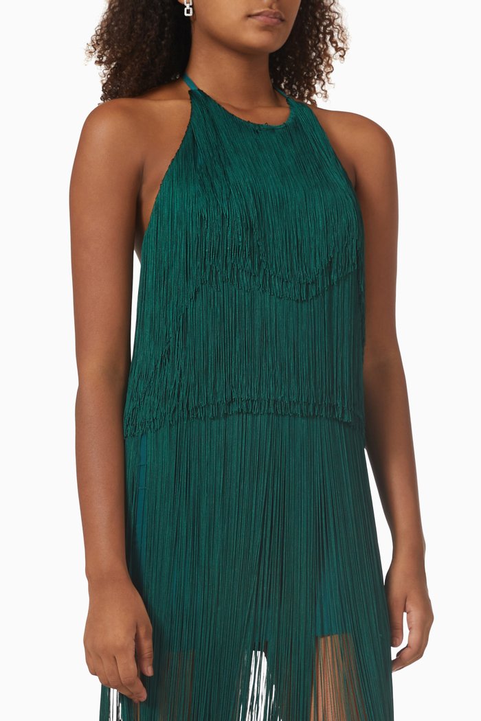 

Paz Fringed Top in Viscose Blend, Green