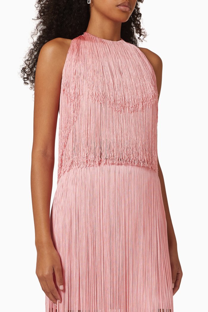 

Paz Fringed Top in Viscose Blend, Pink