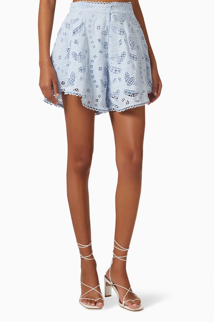 

Ponme Salsa Eyelet Shorts in Cotton, Blue