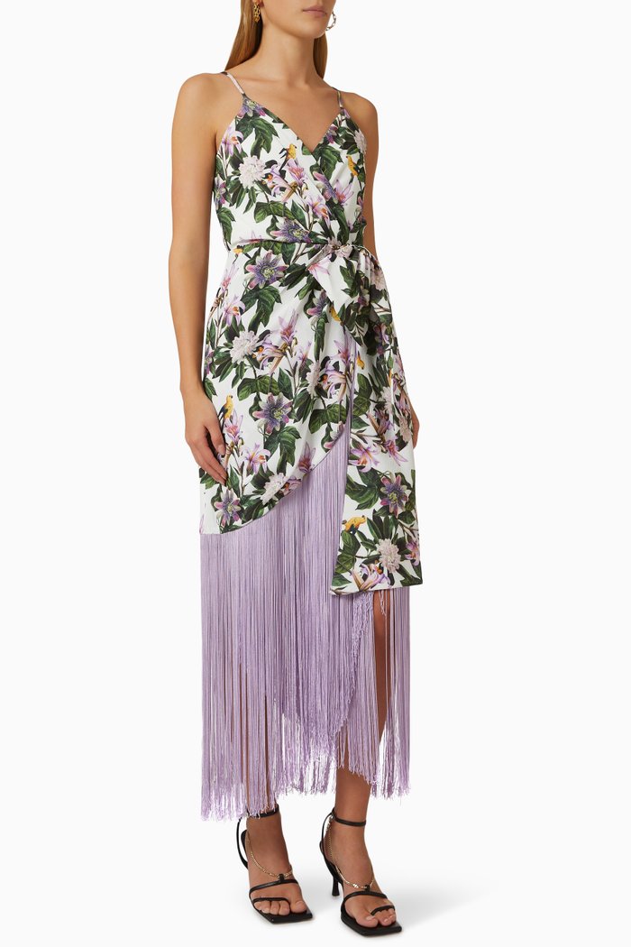 

Passiflora Fringe Floral Midi Dress, Multicolour