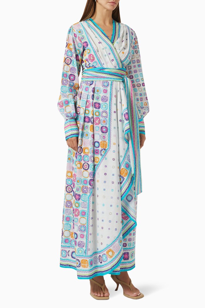 

Vincent 3 Wrap Kaftan in Cotton, Multicolour