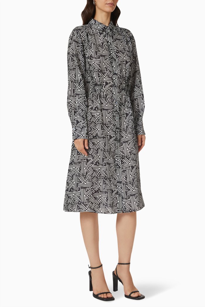 

Karl Print Midi Dress in Silk, Multicolour