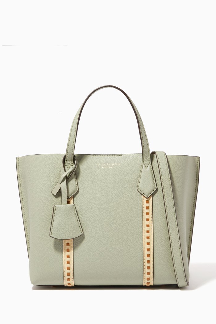 

Perry Small Tote Bag in Pickstitch Leather, Green