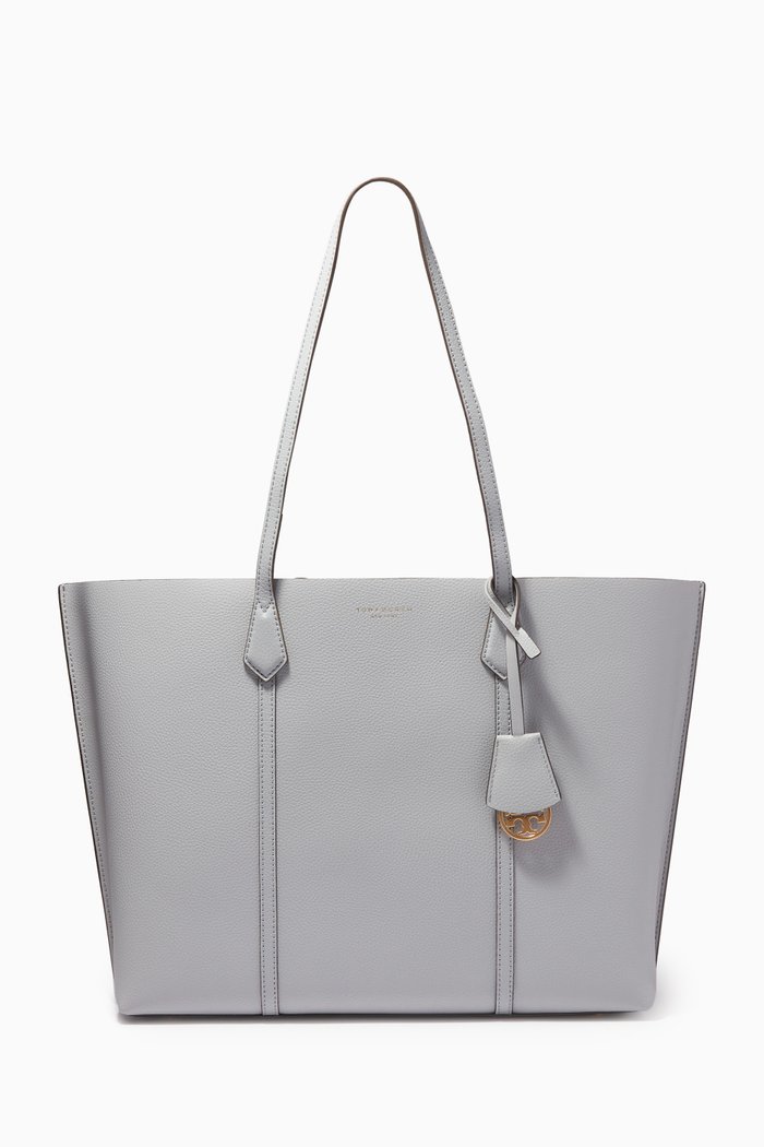 

Perry Tote Bag in Pebbled Leather, Grey