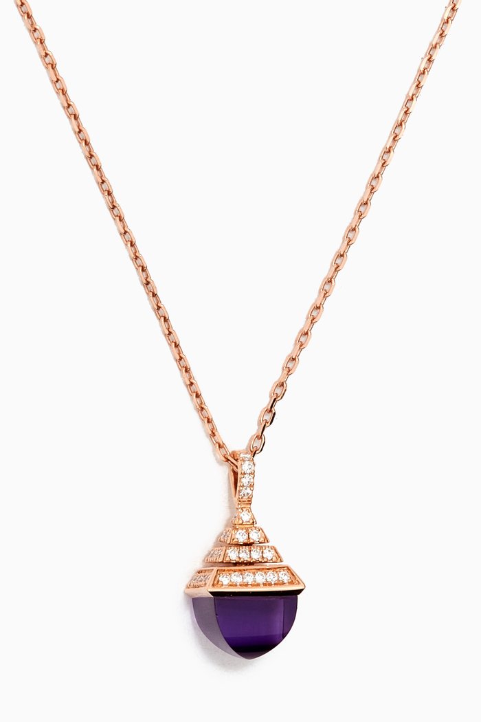 Cleo Diamond & Amethyst Necklace in 18kt Rose Gold