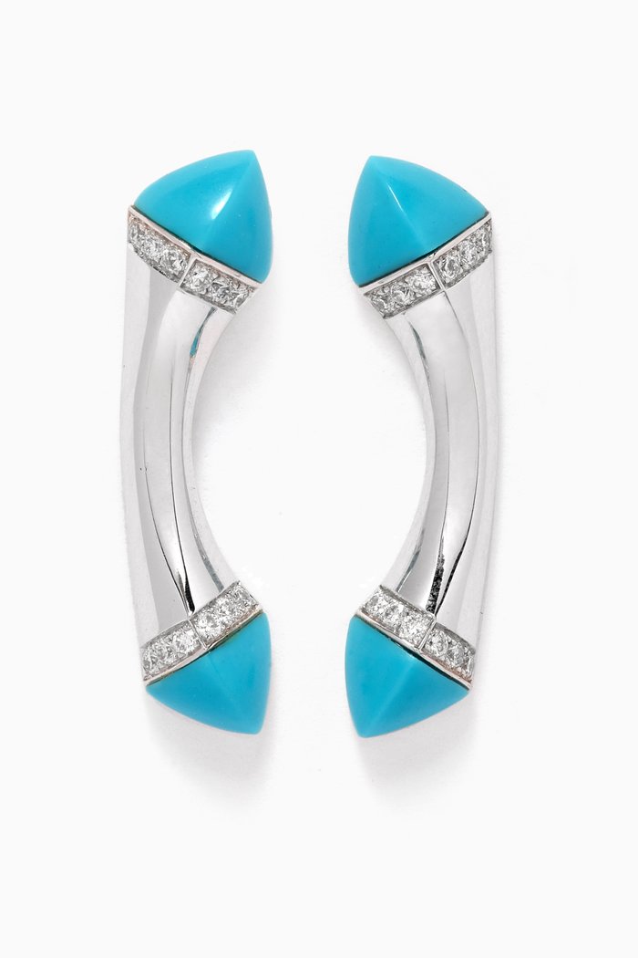 

Cleo Diamond & Turquoise Ring in 18kt White Gold, Silver