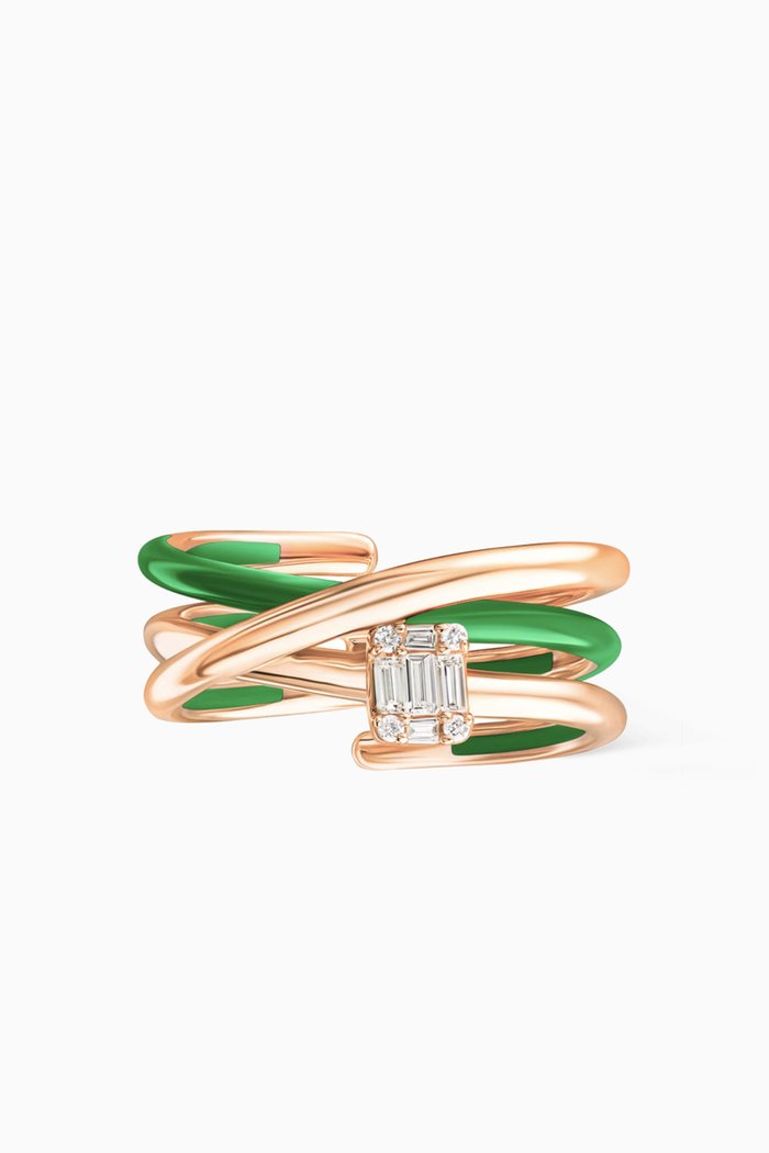 

Sukar Ceramic Enamel Diamond Ring in 18kt Rose Gold