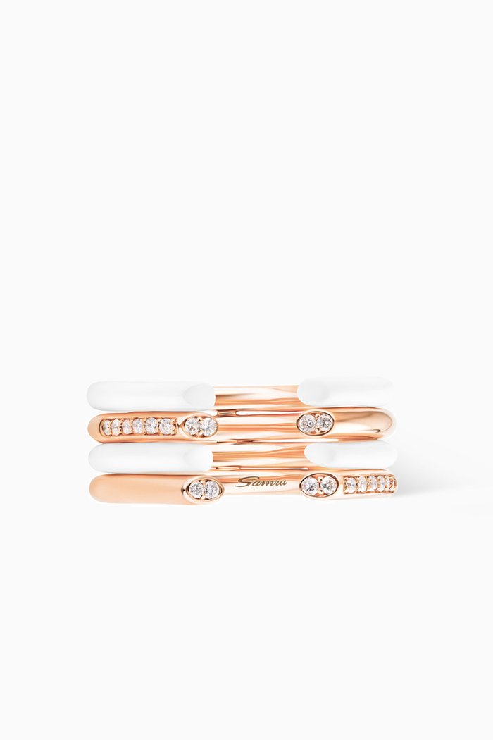 

Sukar Ceramic Enamel Diamond Ring in 18kt Rose Gold