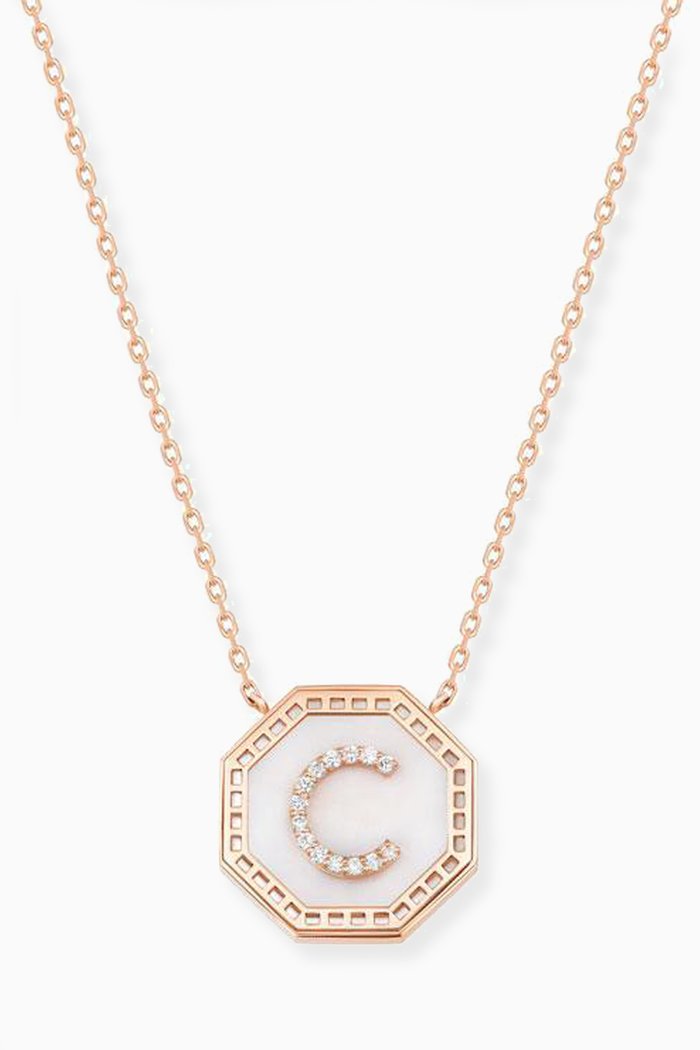 

Harf Turath Letter Diamond Necklace in 18kt Rose Gold
