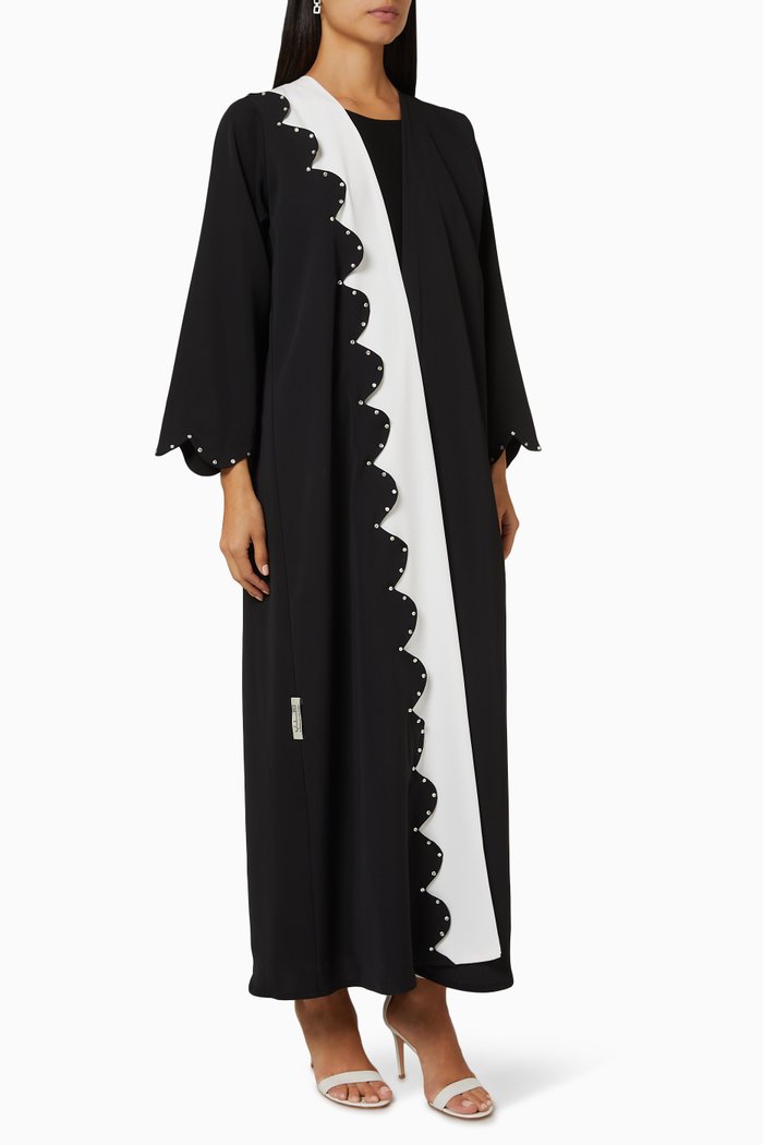 

Contrast Embroidered Abaya, Black