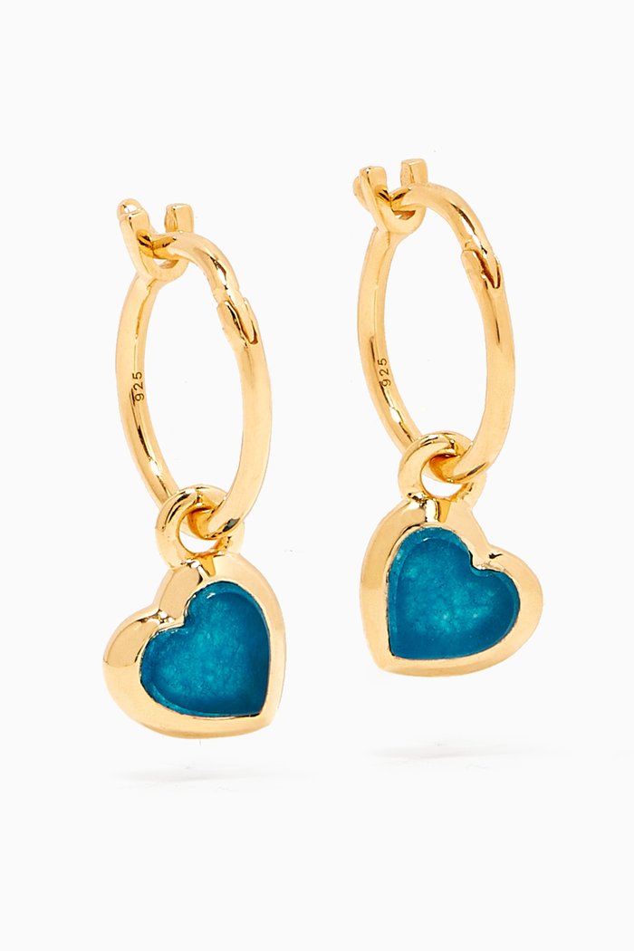 

Quartz Drop Hoop Earrings in 18kt Recycled Gold-plated Vermeil, Blue