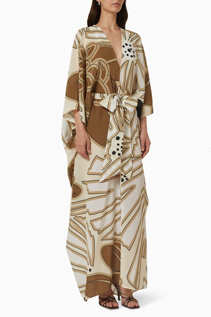 

Capote Capri Maxi Dress in Silk Crepe de Chine, Brown