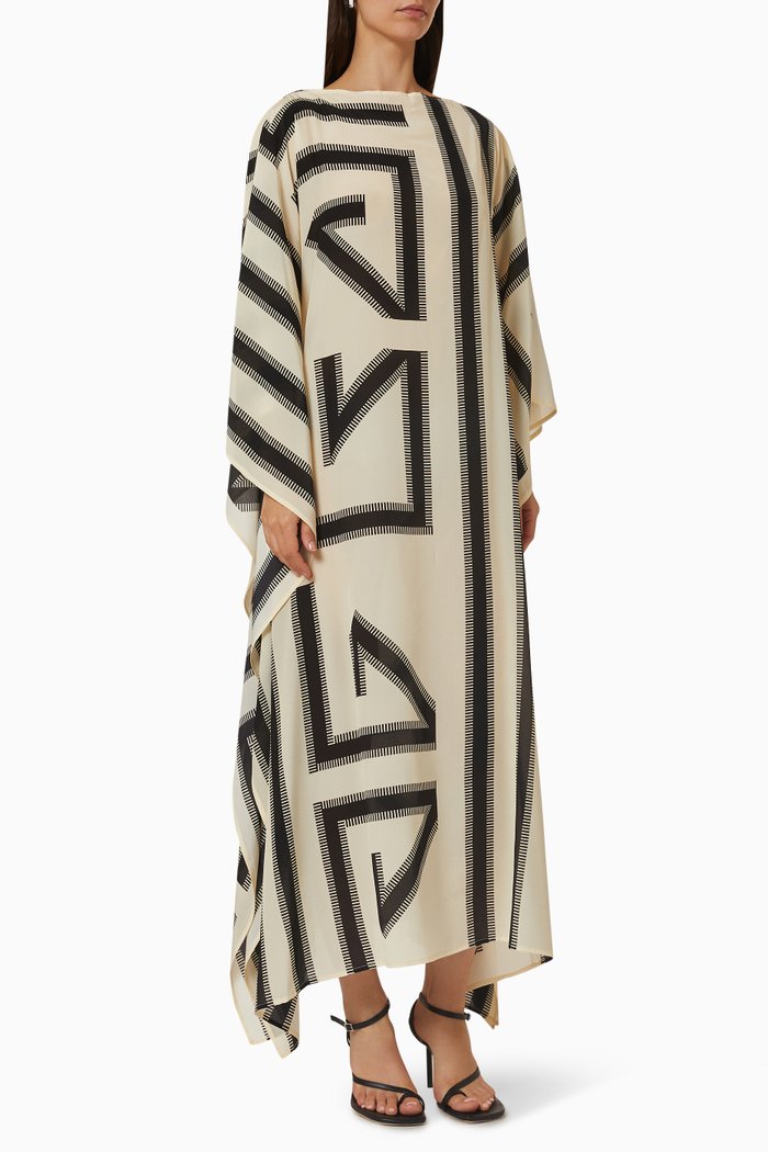 

Renzo Scarf Maxi Dress in Silk Crepe de Chine, Neutral