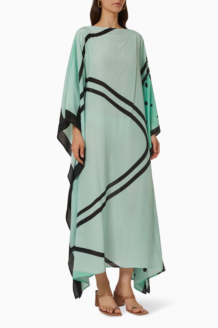

Luciana Scarf Maxi Dress in Silk Crepe de Chine, Blue