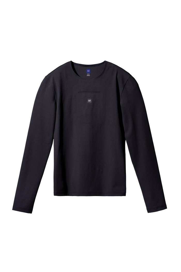 

Second Skin Long Sleeve T-shirt in Spandex Blend, Black