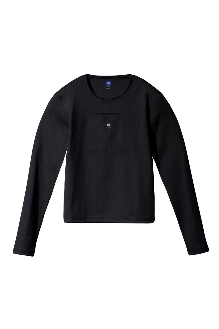 

Second Skin Long Sleeve T-shirt in Spandex Blend, Black