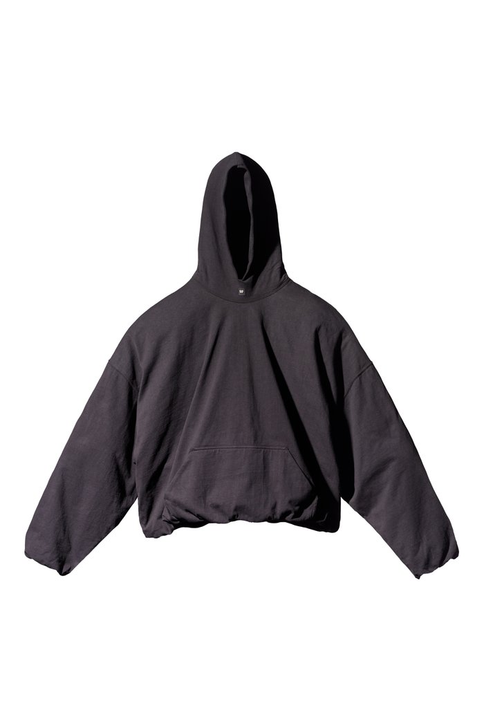 Padded Hoodie in Cotton, Black
