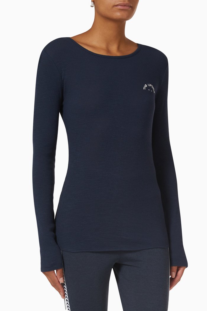 

Rib Chrissy T-shirt in Cotton, Blue