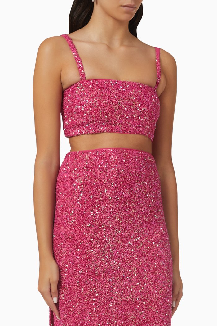 

Mi Luz Sequin-embellished Crop Top in Viscose-blend, Pink