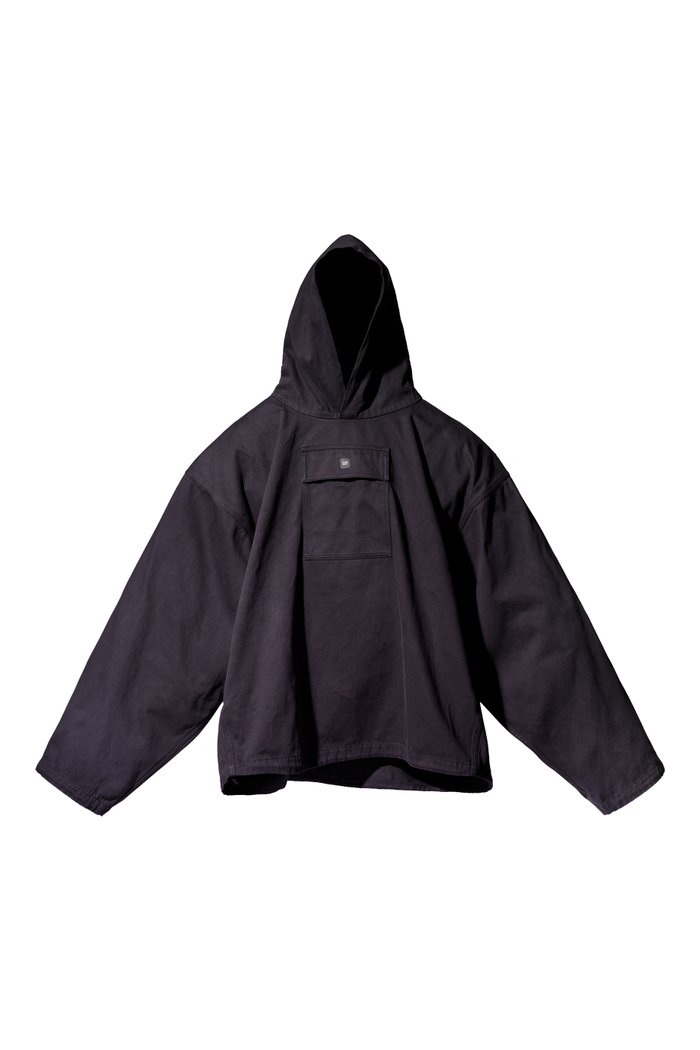 

Pullover Anorak in Coated Cotton, Black