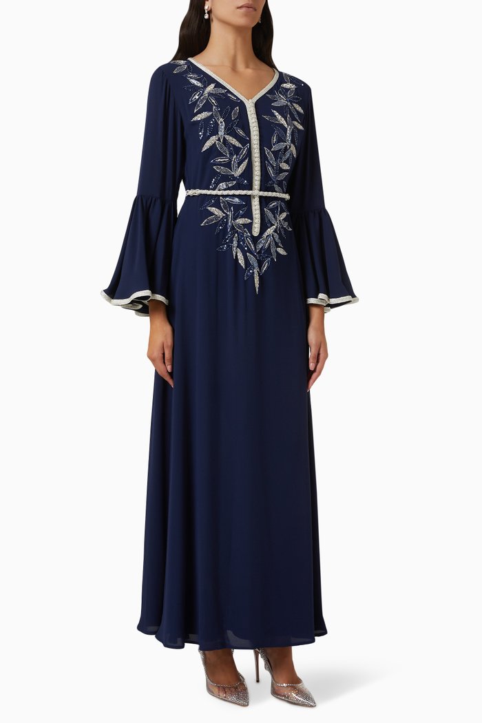 

Moroccan Kaftan in Soft Crepe, Blue