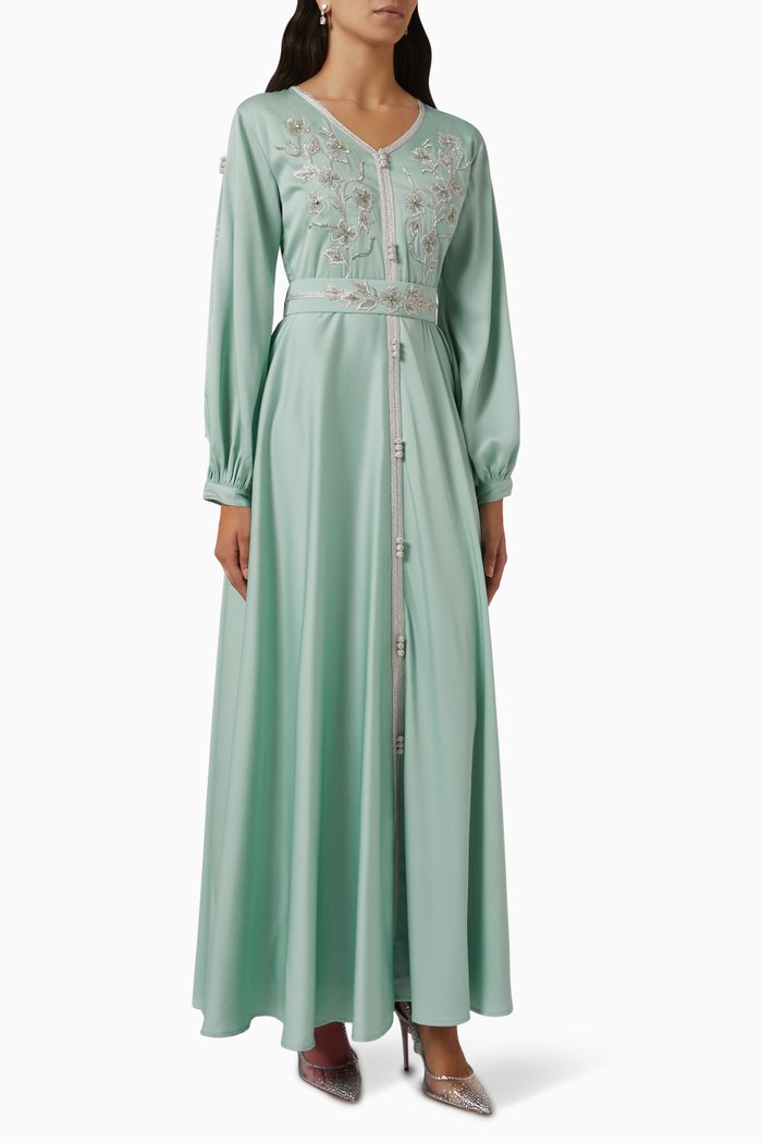 

Moroccan Kaftan in Silk Crepe, Green
