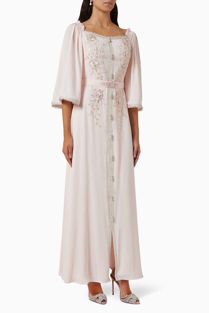 Moroccan Kaftan in Soft Crepe, Pink