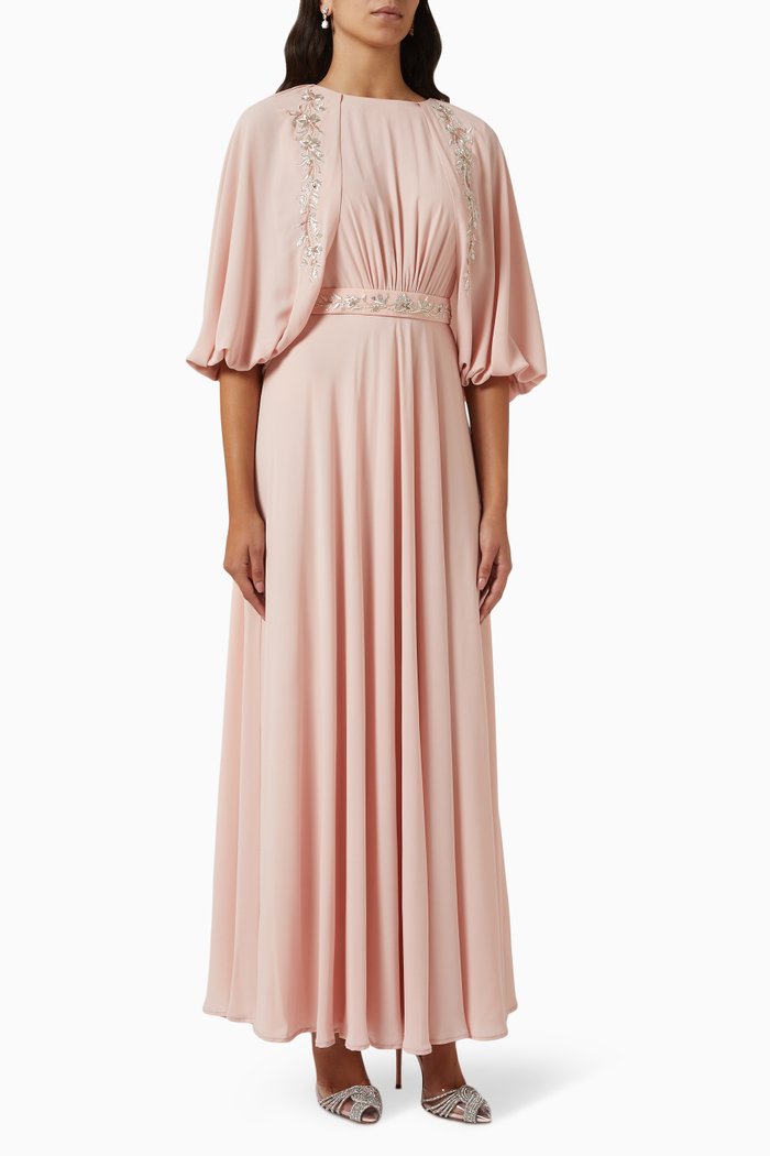 

Embellished Dress in Soft Crepe, Pink