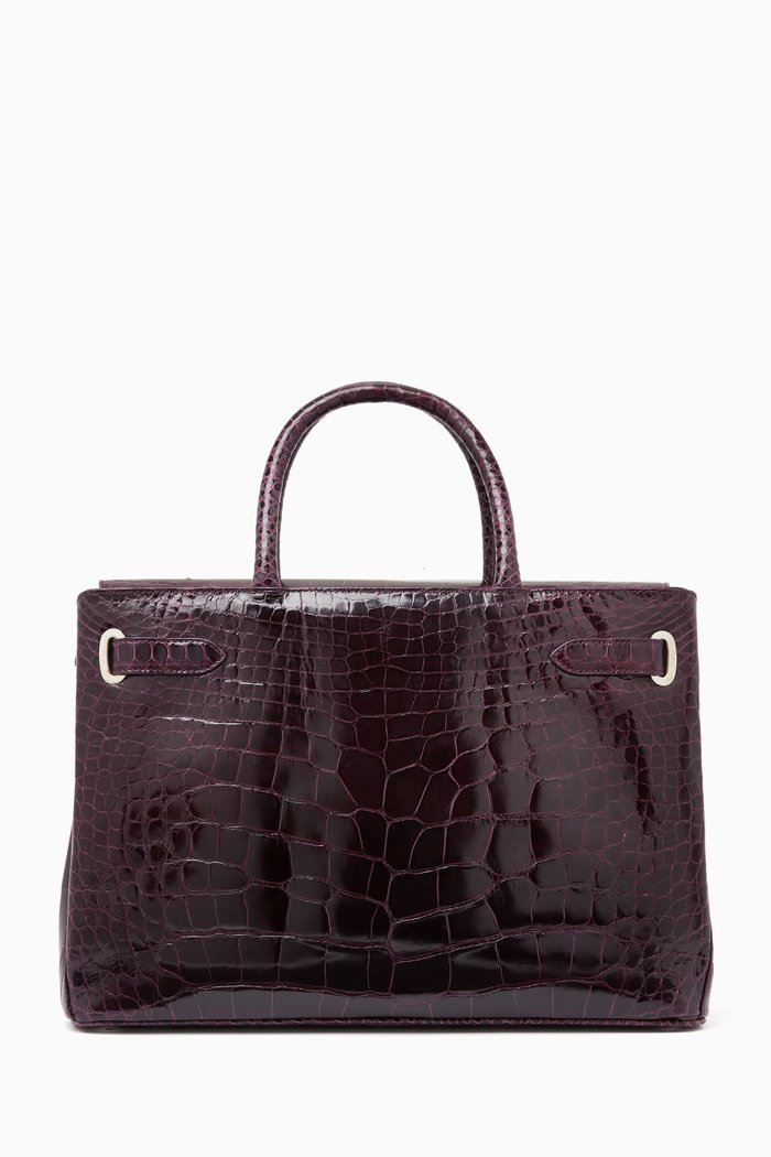 

Darcy Tote Bag in Crocodile Leather, Purple