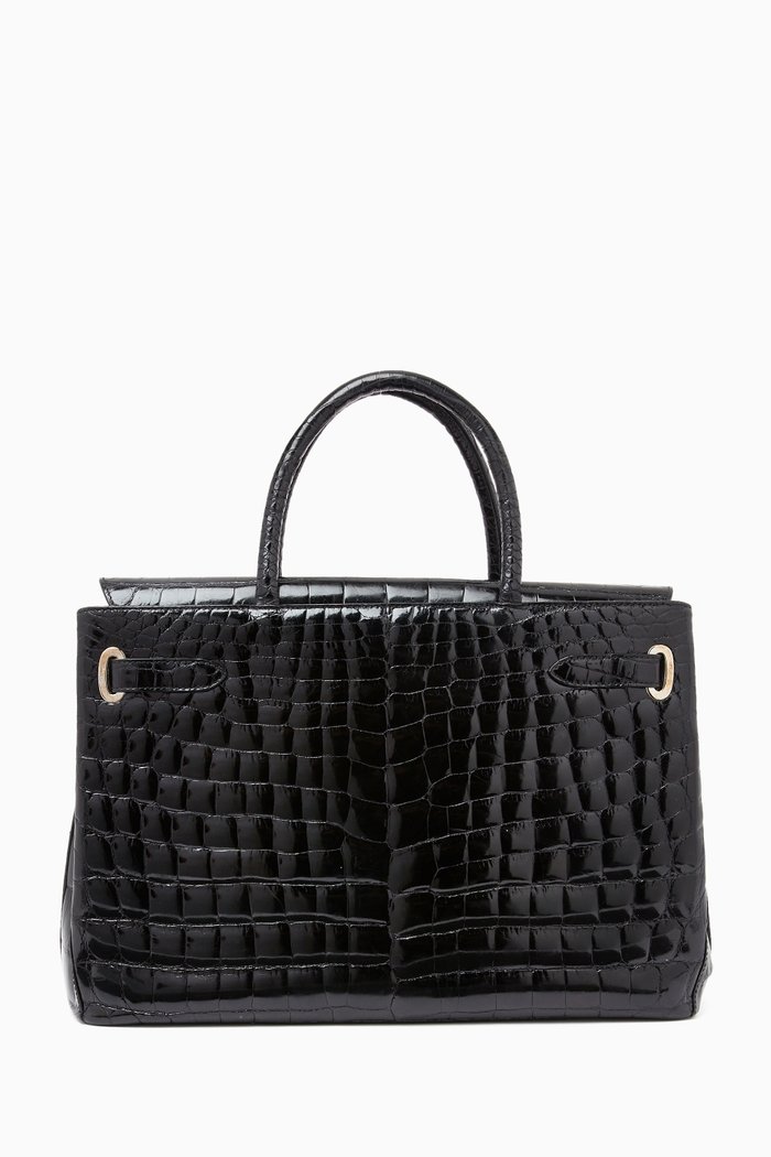 

Darcy Tote Bag in Crocodile Leather, Black