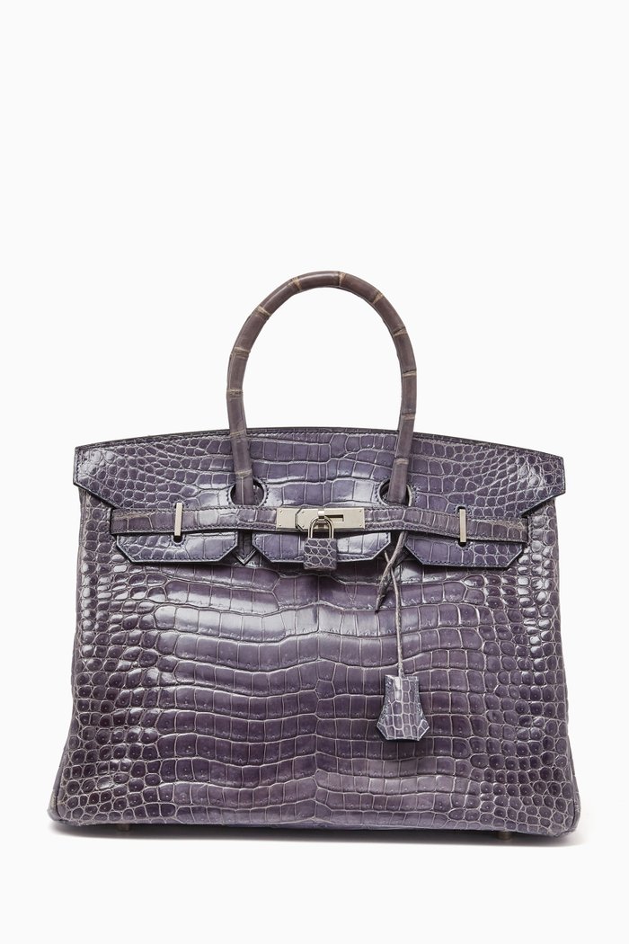 

Birkin 35 Bag in Crocodile Leather, Purple