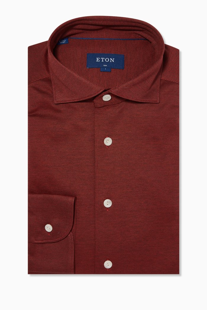 Slim Fit Shirt in Cotton Twill, Orange