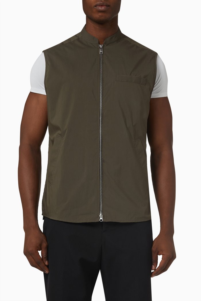 

Wind Vest in Cotton-Nylon Blend, Green