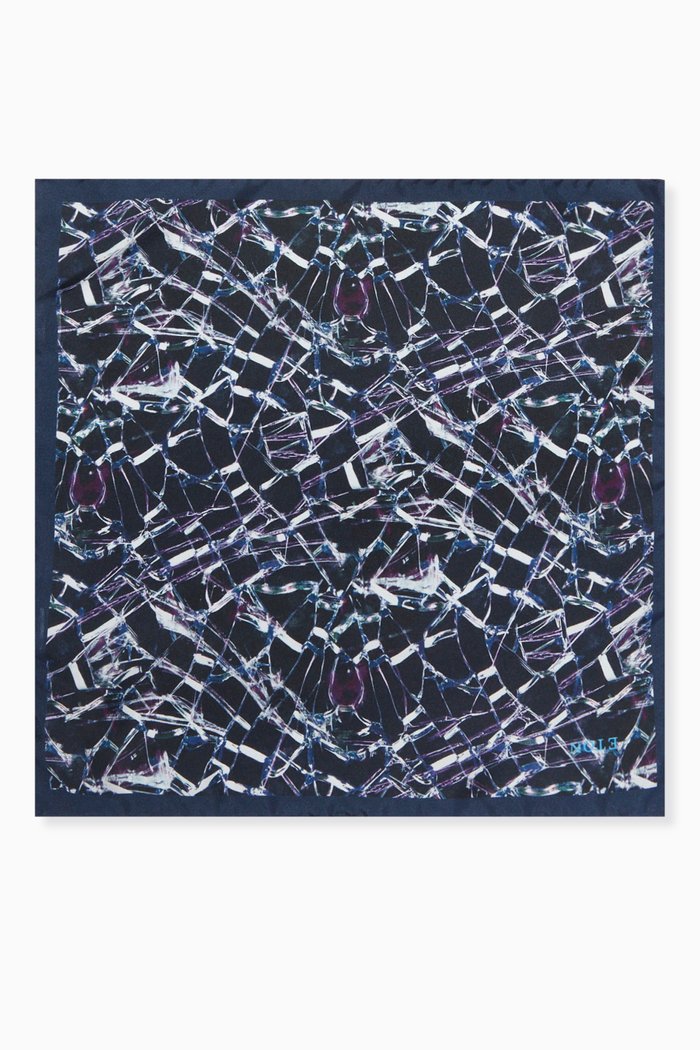 

Glass Effect Pocket Square in Silk, Blue