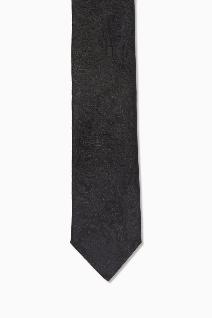 

Jacquard Paisley Tie in Silk, Black