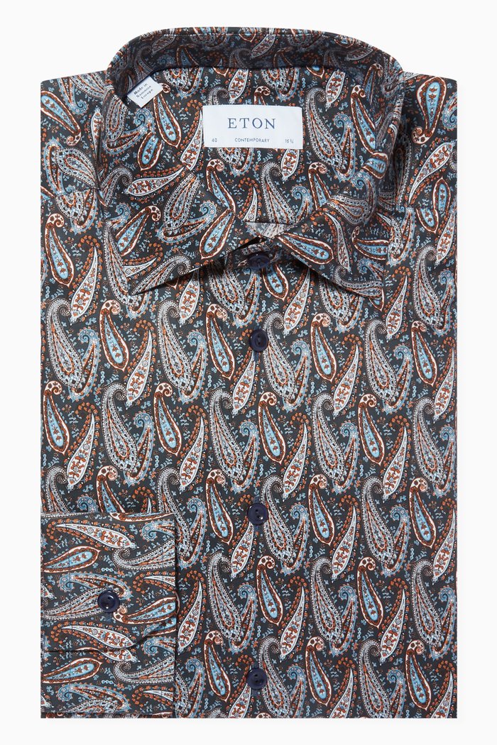 

Paisley Shirt in Cotton Twill, Blue