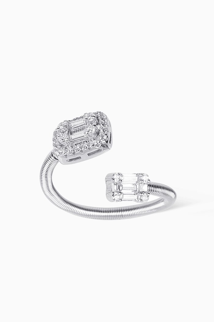 

Baguette Double Stone Open Ring, Silver
