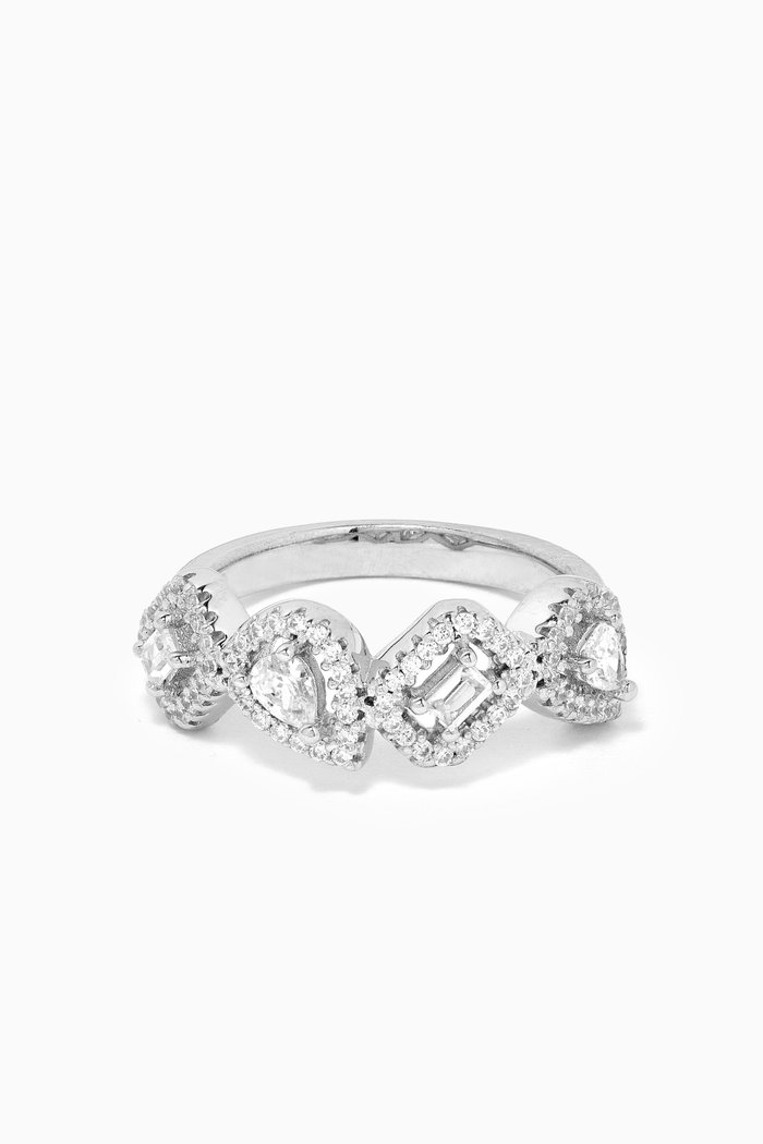

Baguette & Pear Stone Ring, Silver
