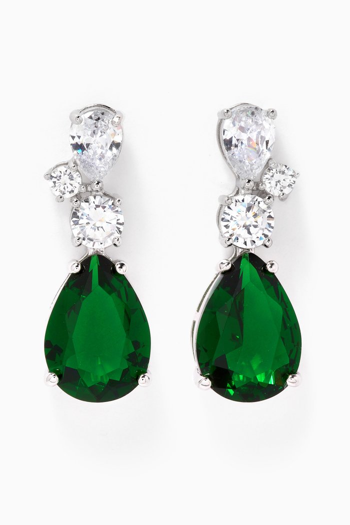 

Emerald Stone Drop Earrings, Green