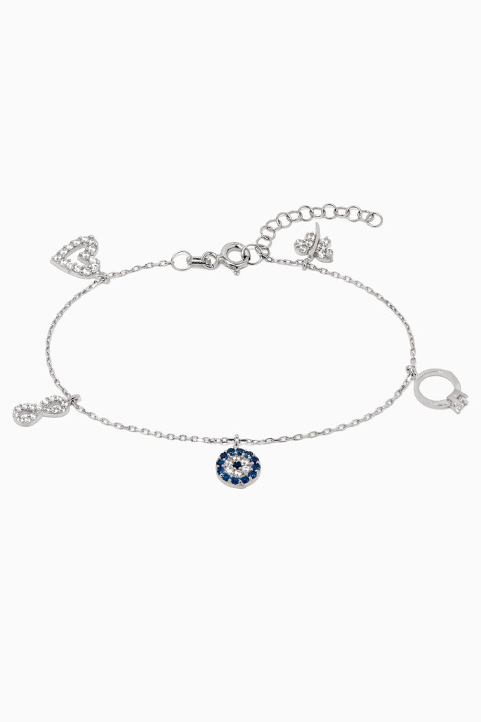 

Multi Charm Crystal Bracelet, Silver