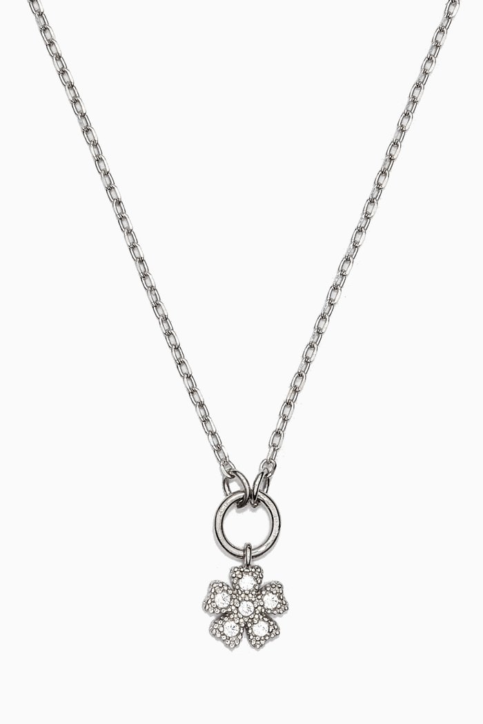 

Flower Pendant Crystal Necklace, Silver