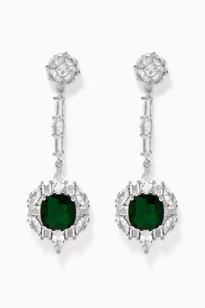 

Love Eclipse Emerald Stone Drop Earrings, Green