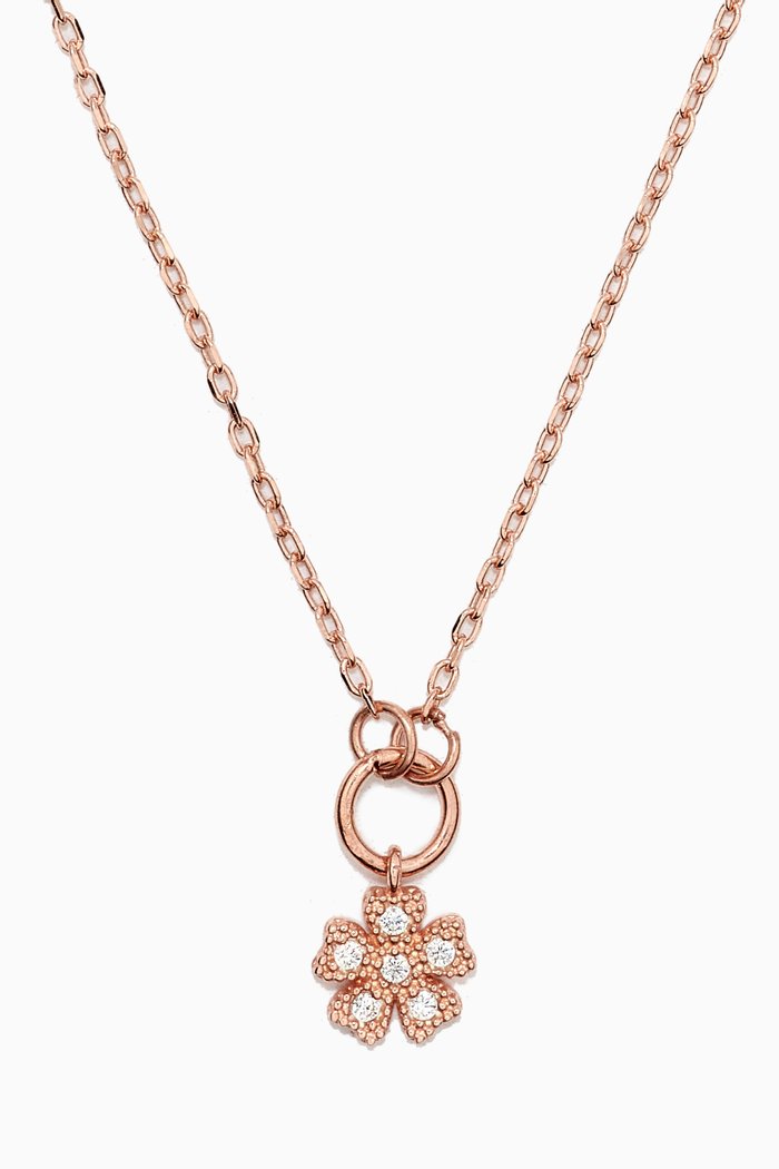 

Flower Pendant Crystal Necklace, Rose gold