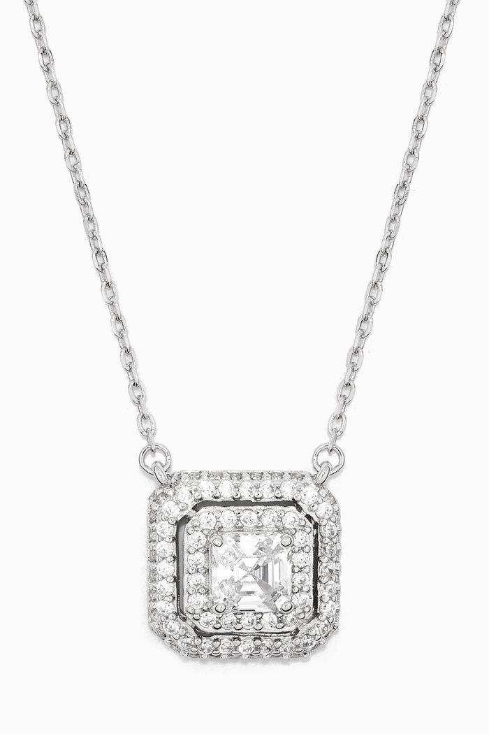

Square Pendant Crystal Necklace, Silver