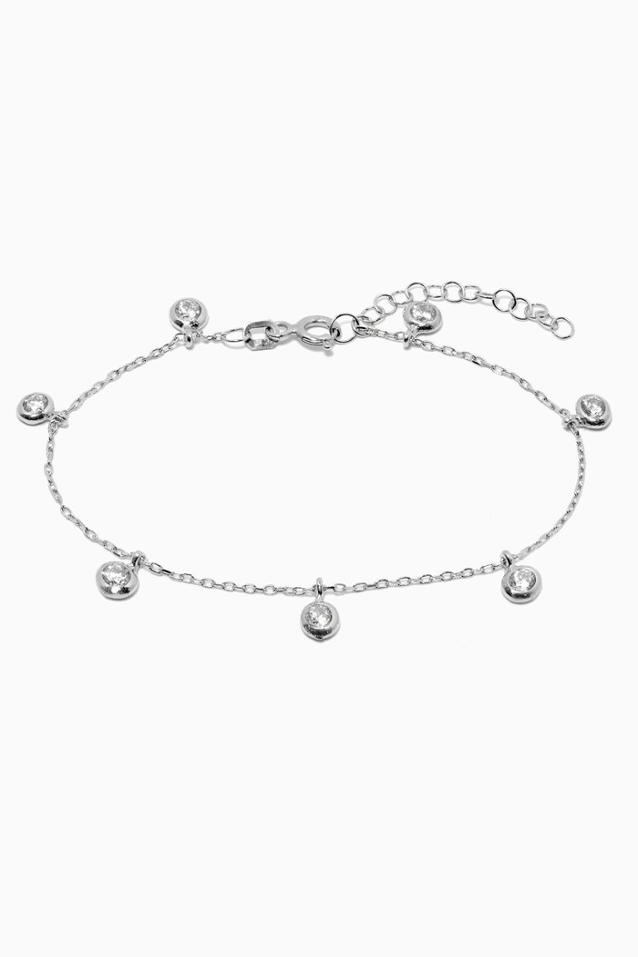 

Round Charm Crystal Bracelet, Silver