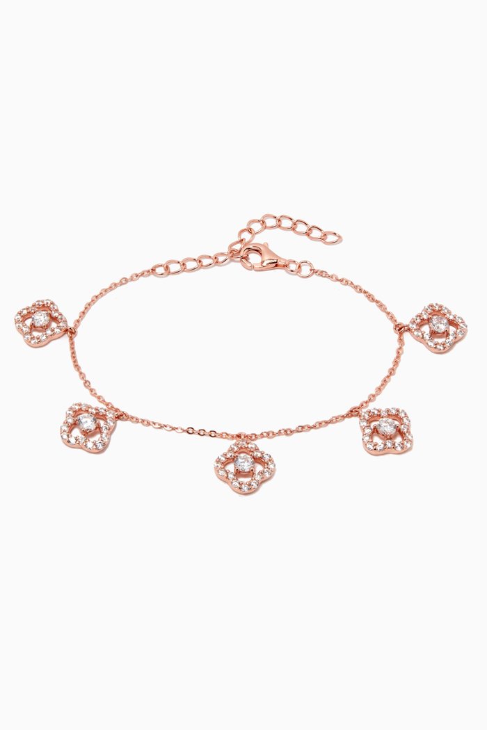 

Flower Charm Crystal Bracelet, Rose gold